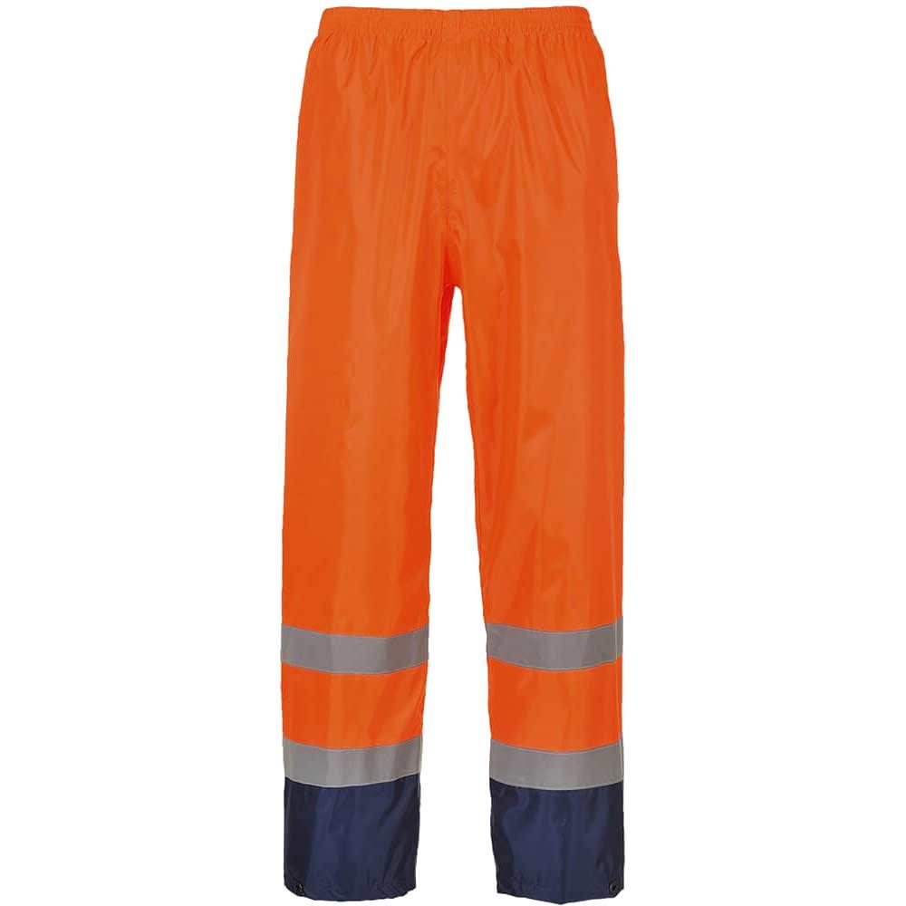 Classic Hi Vis Contrast Rain Trousers Orange / Navy M