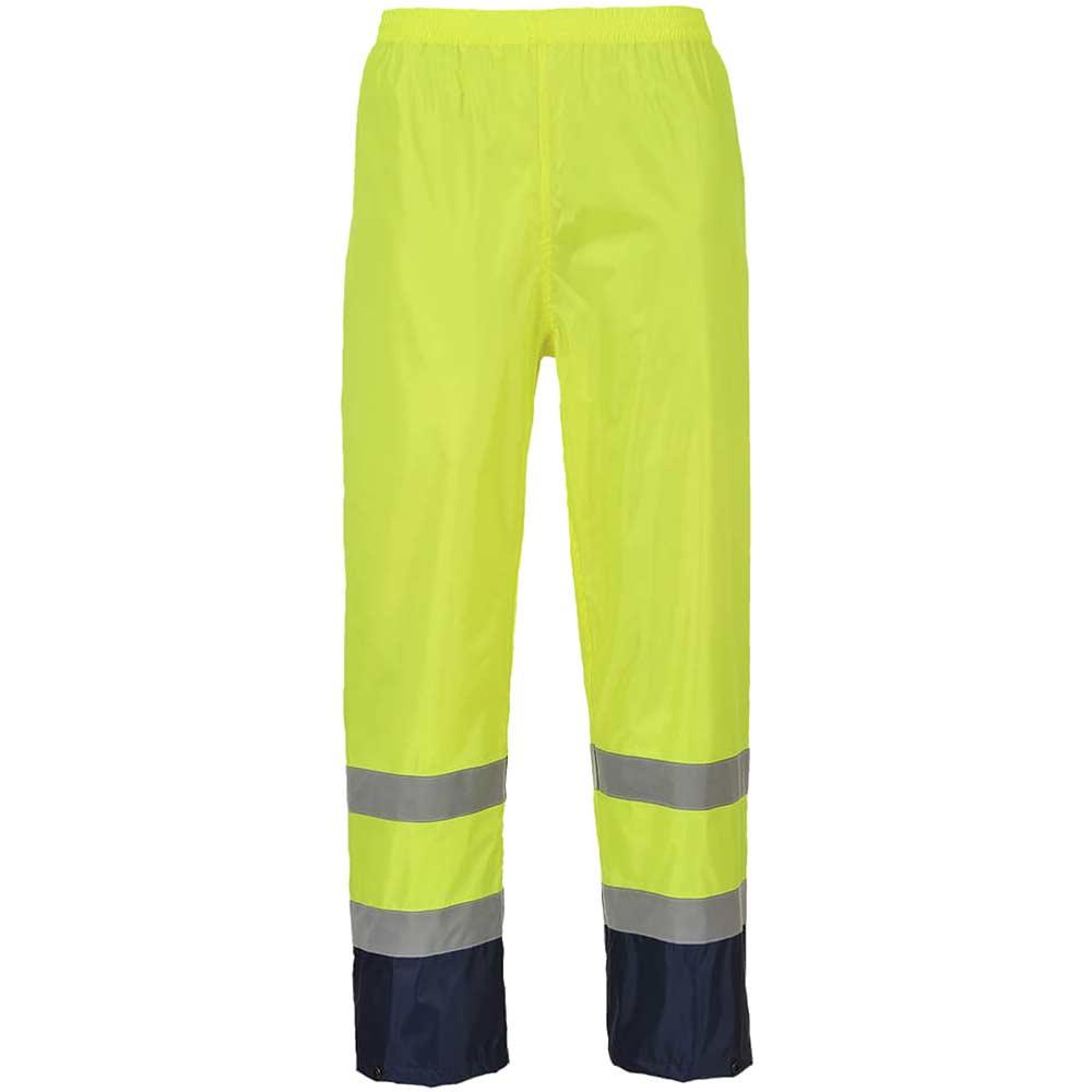 Classic Hi Vis Contrast Rain Trousers Yellow / Navy M