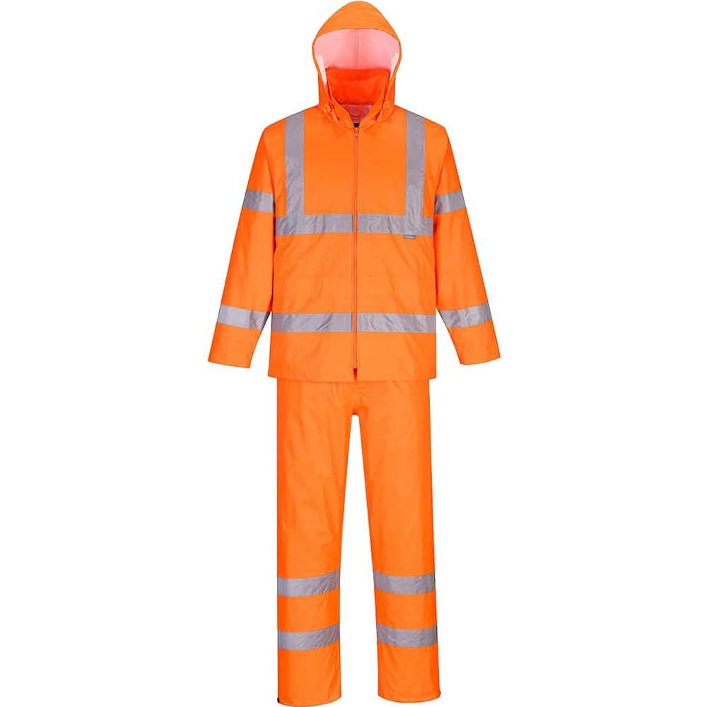 Portwest Hi Vis Packaway Rainsuit Orange L 31"