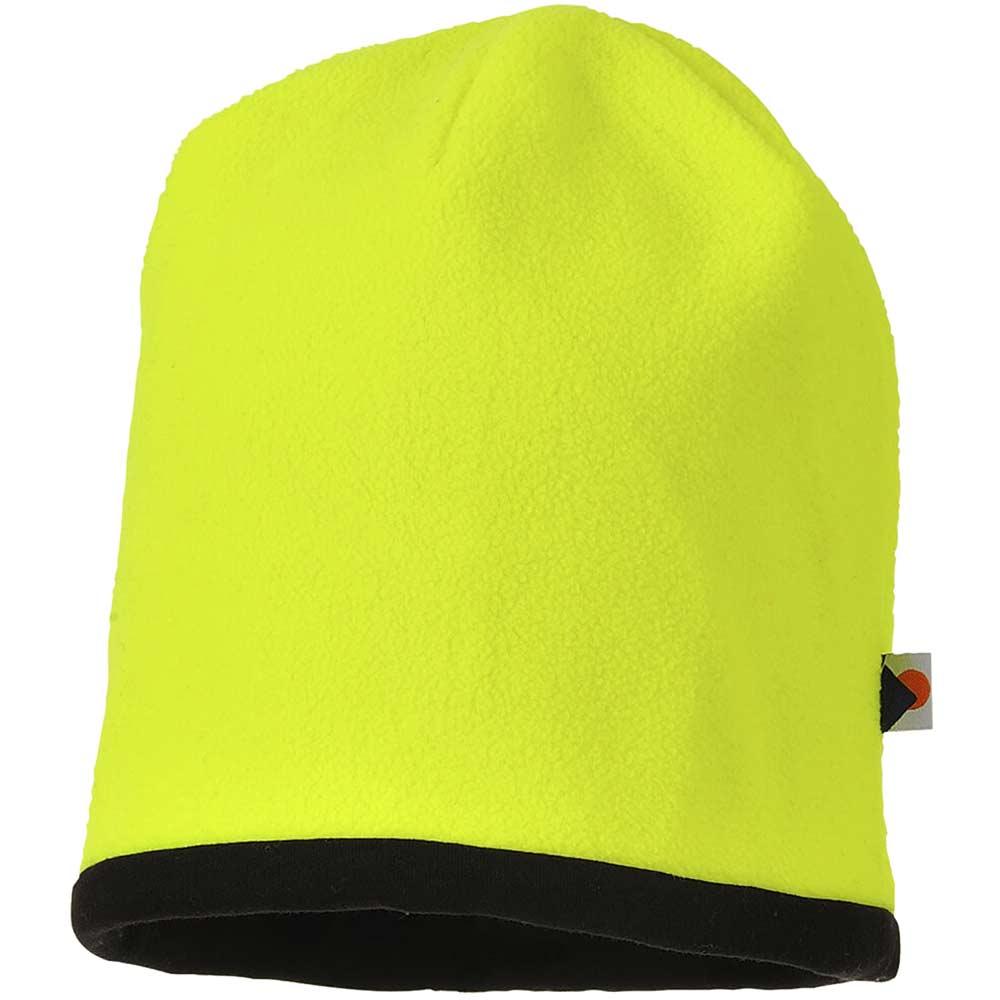 Portwest Reversible Hi Vis Beanie Hat Yellow / Black One Size