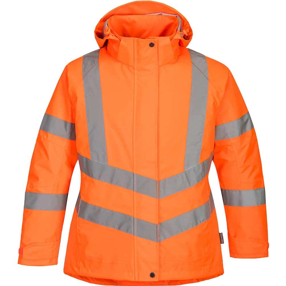 Oxford Weave 300D Class 3 Womens Hi Vis Winter Jacket Orange 3XL