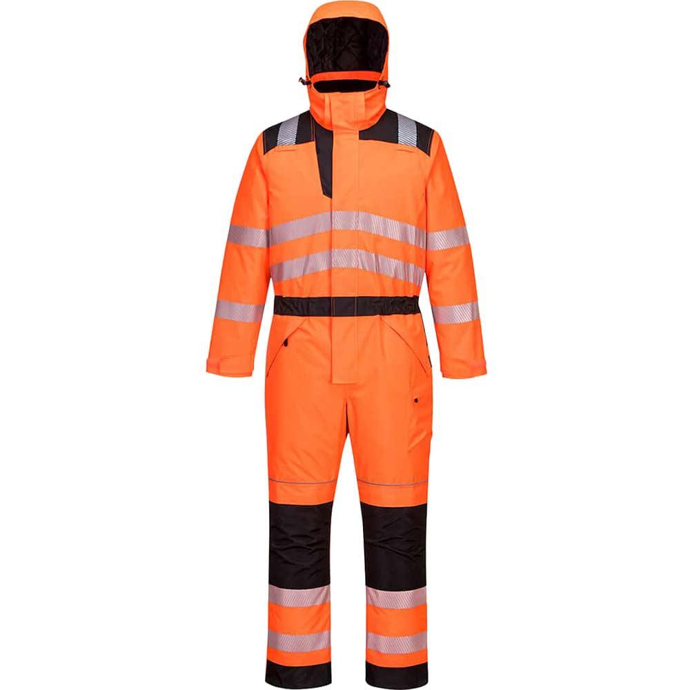 Oxford Weave 300D Class 3 PW3 Hi Vis Winter Coverall Orange / Black 3XL 31"