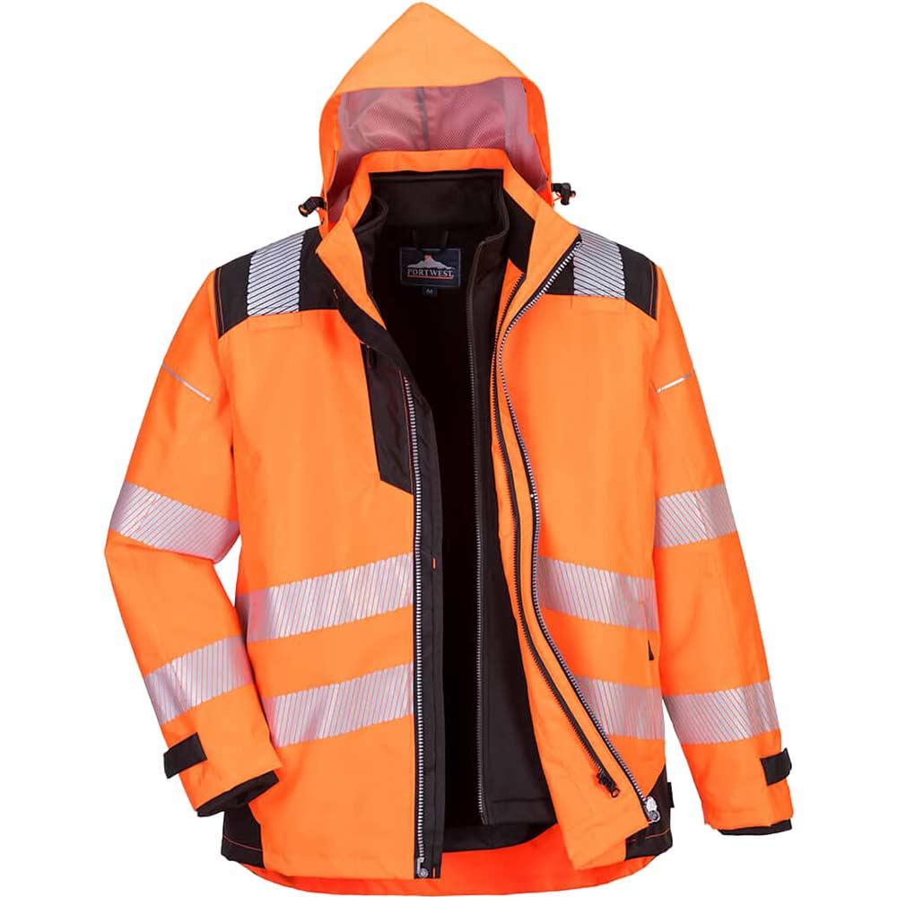 Oxford Weave 300D PW3 3 in 1 Class 3 Hi Vis Jacket Orange / Black S