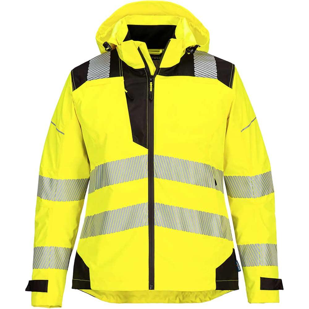 Portwest PW3 Womens Hi Vis Waterproof Rain Jacket Yellow / Black 2XL