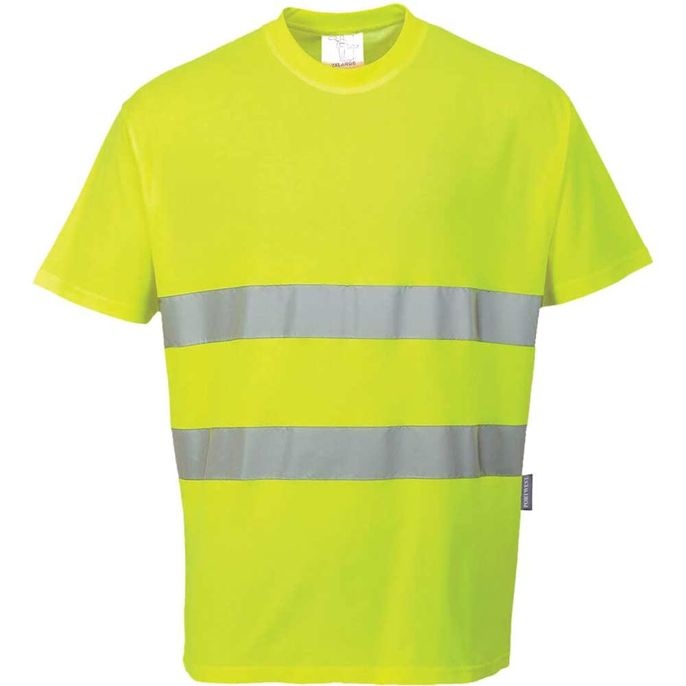Portwest Hi Vis Cotton Comfort Short Sleeve T Shirt Yellow S