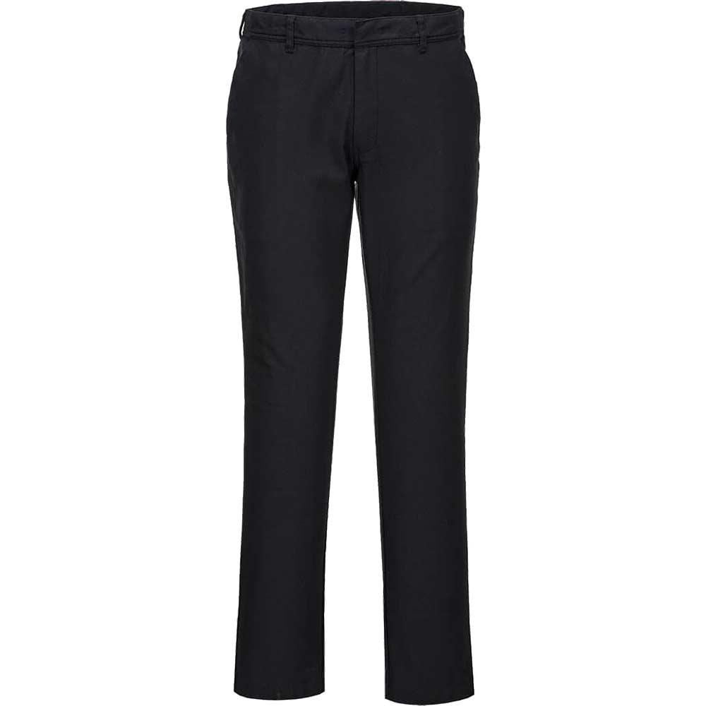 Portwest Mens Stretch Slim Chino Trousers Black 28" 31"