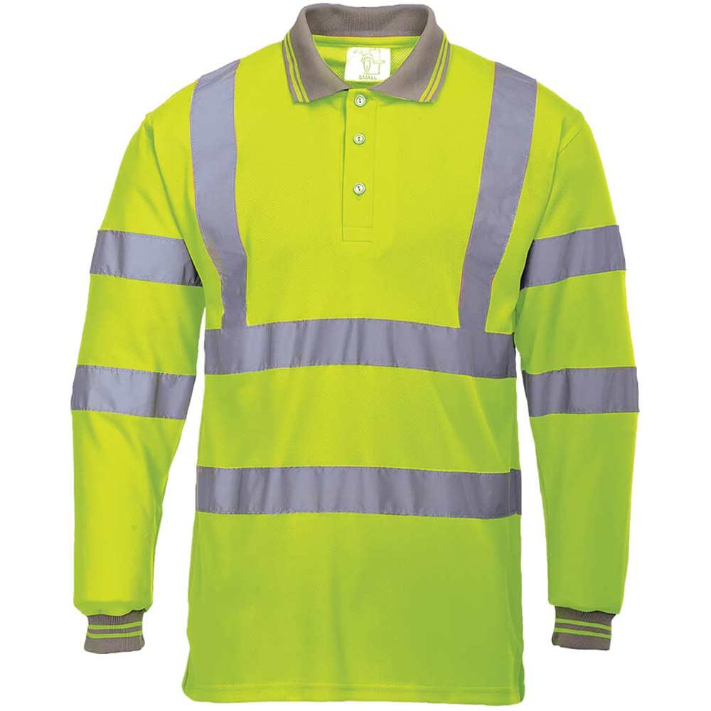 Portwest Hi Vis Polo Long Sleeve Shirt Yellow 6XL
