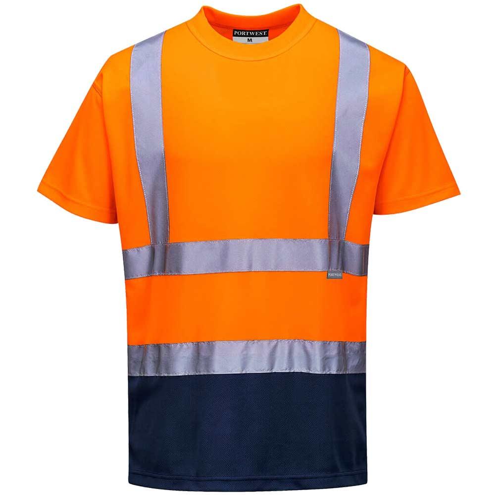 Portwest Hi Vis Contrast Short Sleeve T Shirt Orange / Navy 3XL