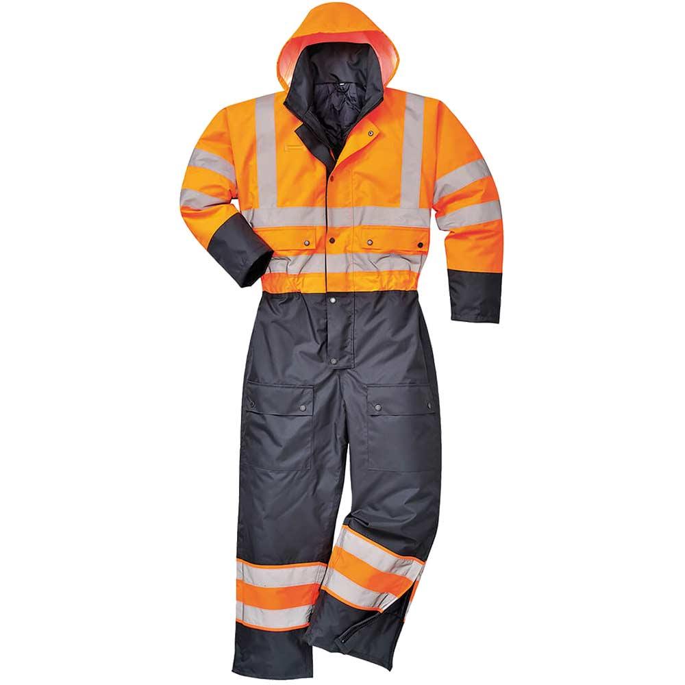 Oxford Weave 300D Class 3 Hi Vis Contrast Overall Orange / Navy 2XL