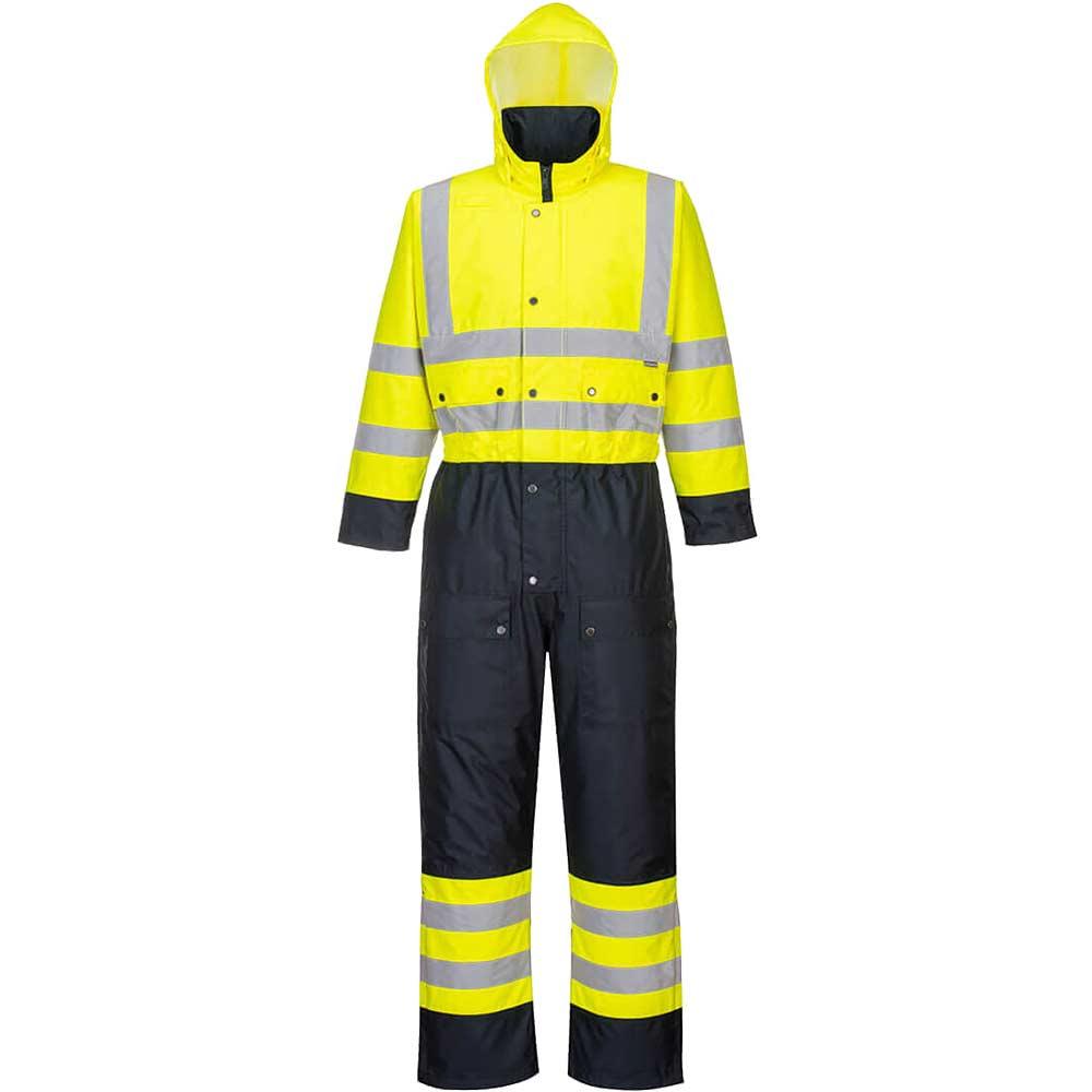 Oxford Weave 300D Class 3 Hi Vis Contrast Overall Yellow / Navy S