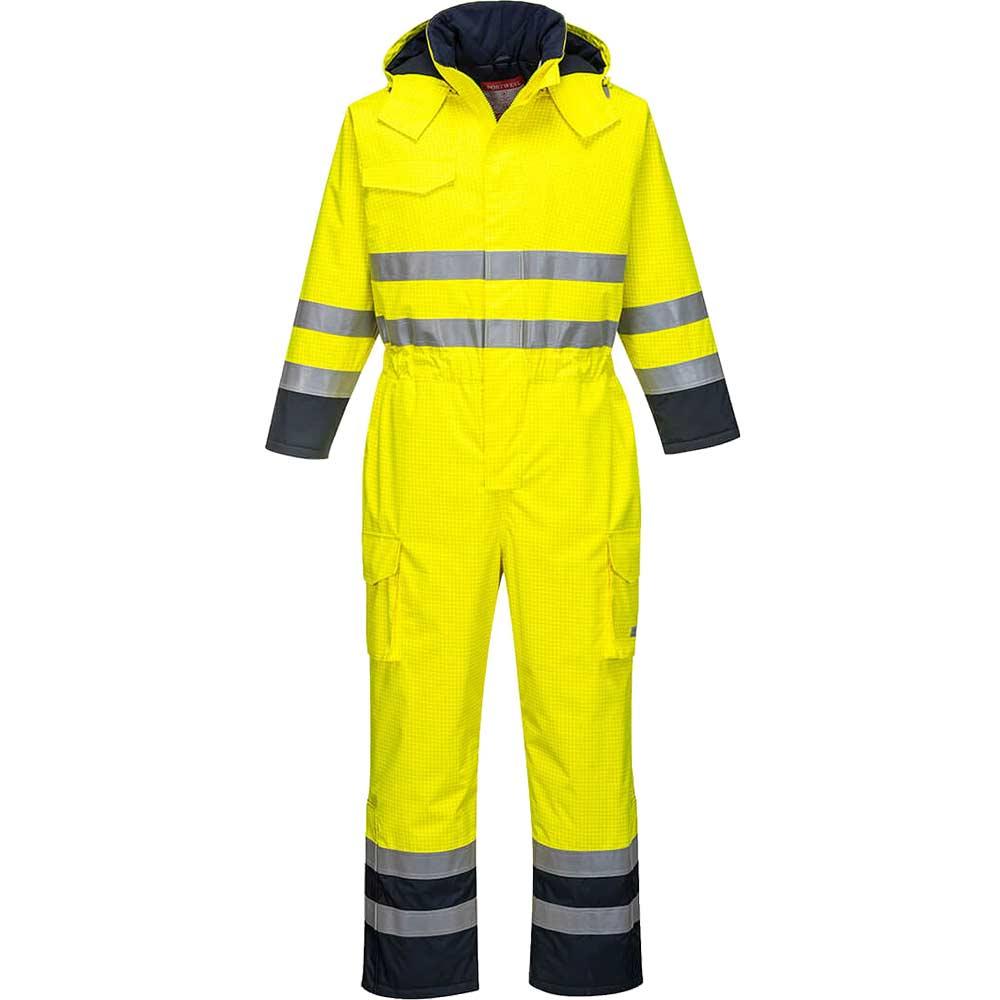 BizFlame Hi Vis Flame Resistant Rain Multi Coverall Yellow / Navy S