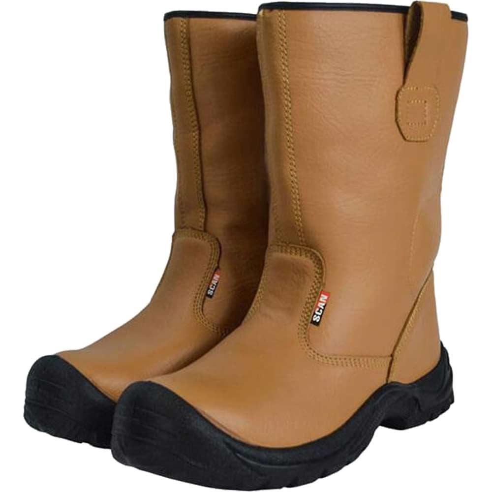 Scan Mens Texas Rigger Safety Work Boots Tan Size 11