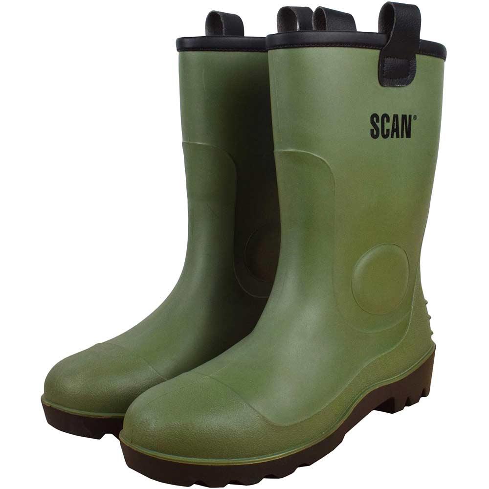 Scan Fleece Lined Wellington Boots Green Size 11