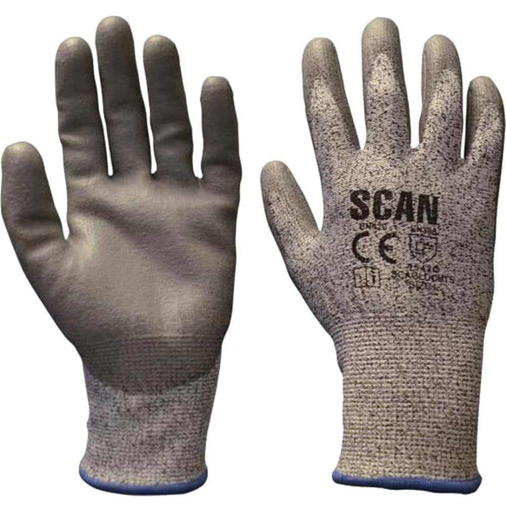 Scan Mens Polyurethane Coated Cut 5 Liner Gloves Grey M