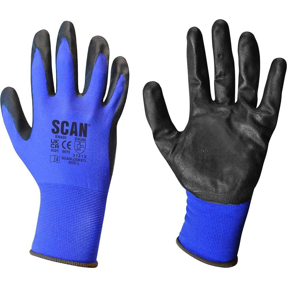 Scan Max Dexterity Nitrile Work Gloves Blue L Pack of 1