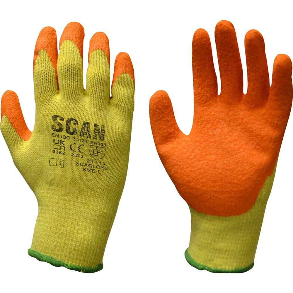 Scan Knit Shell Latex Palm Gloves Orange / Yellow 2XL Pack of 1