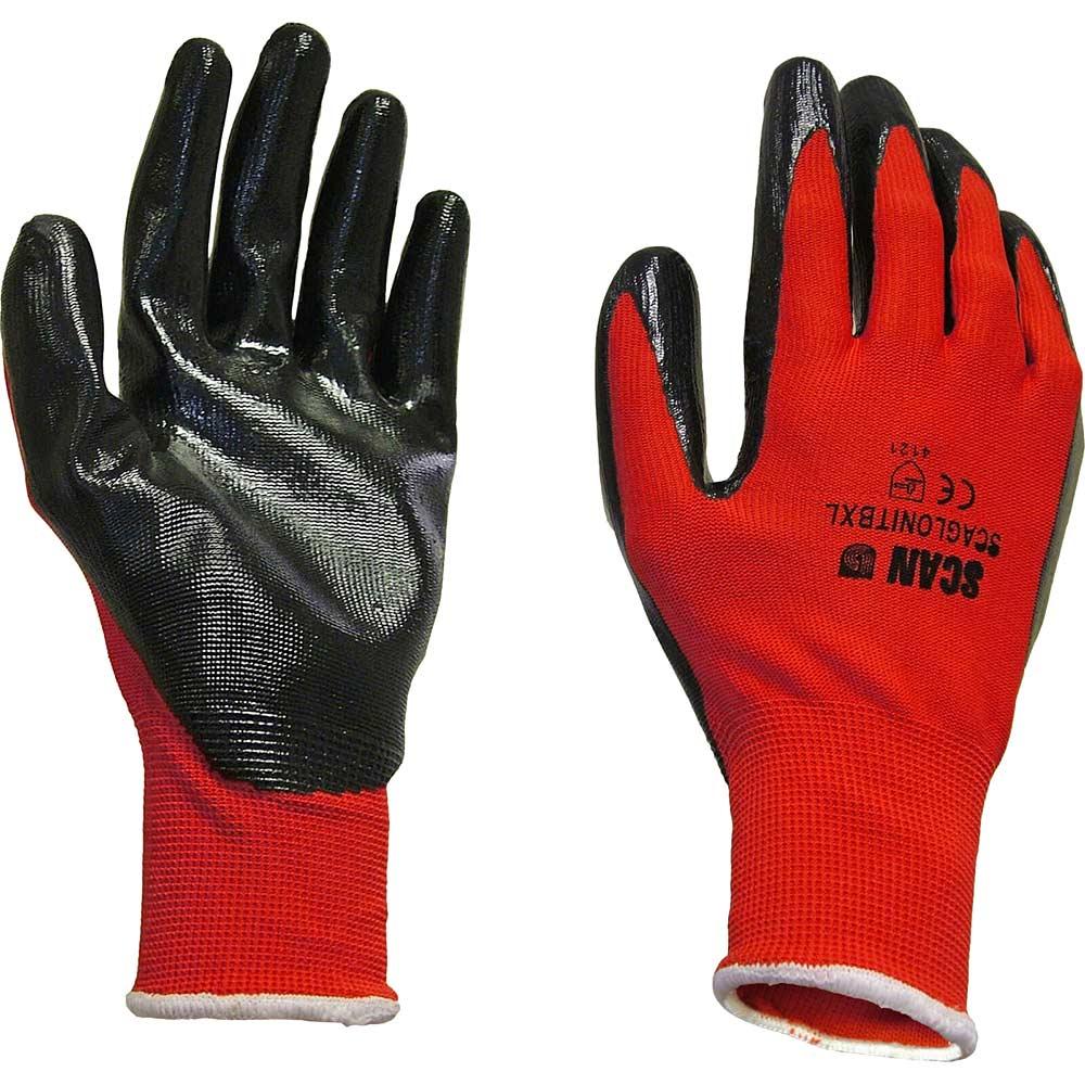 Scan Palm Dipped Nitrile Gloves Black / Red XL