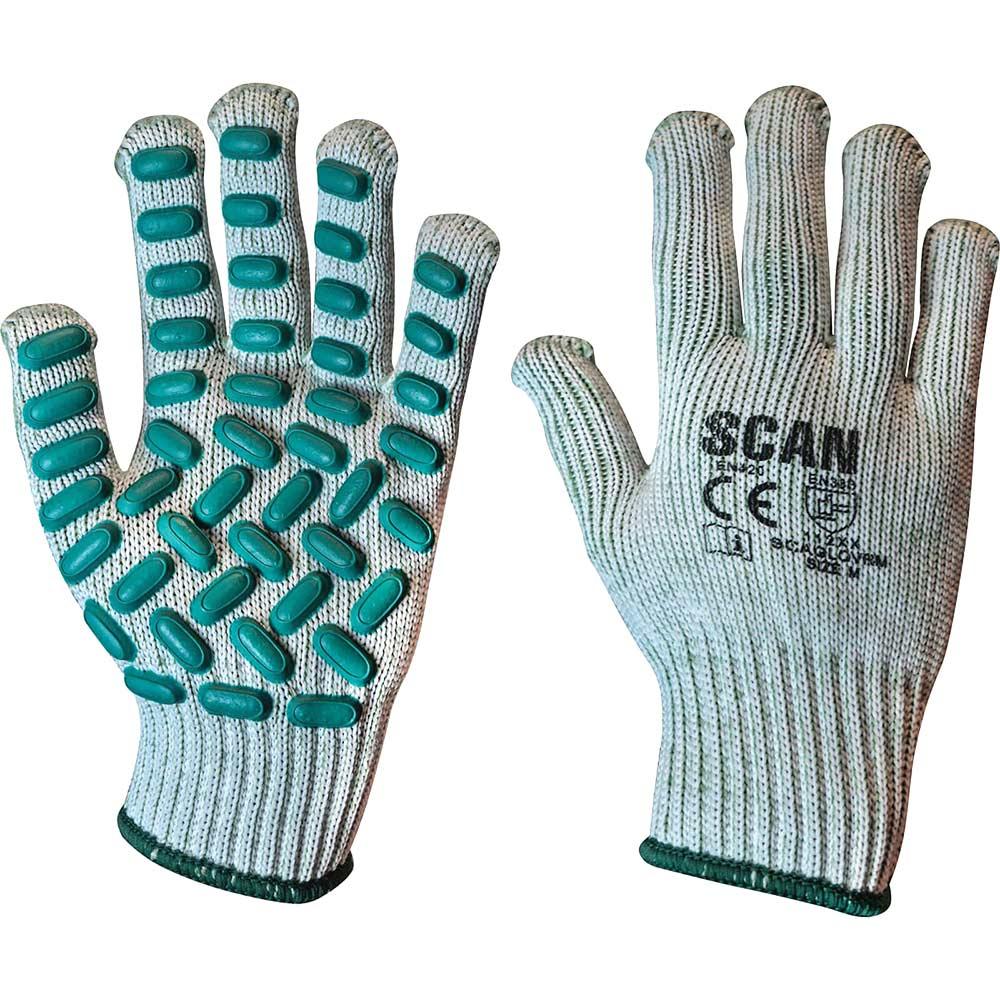 Scan Vibration Resistant Latex Foam Gloves Grey / Green M
