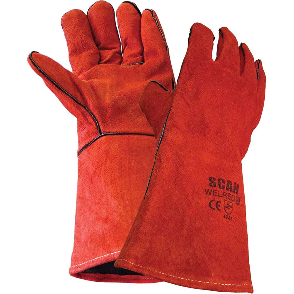 Scan Welders Gauntlet Gloves Red XL