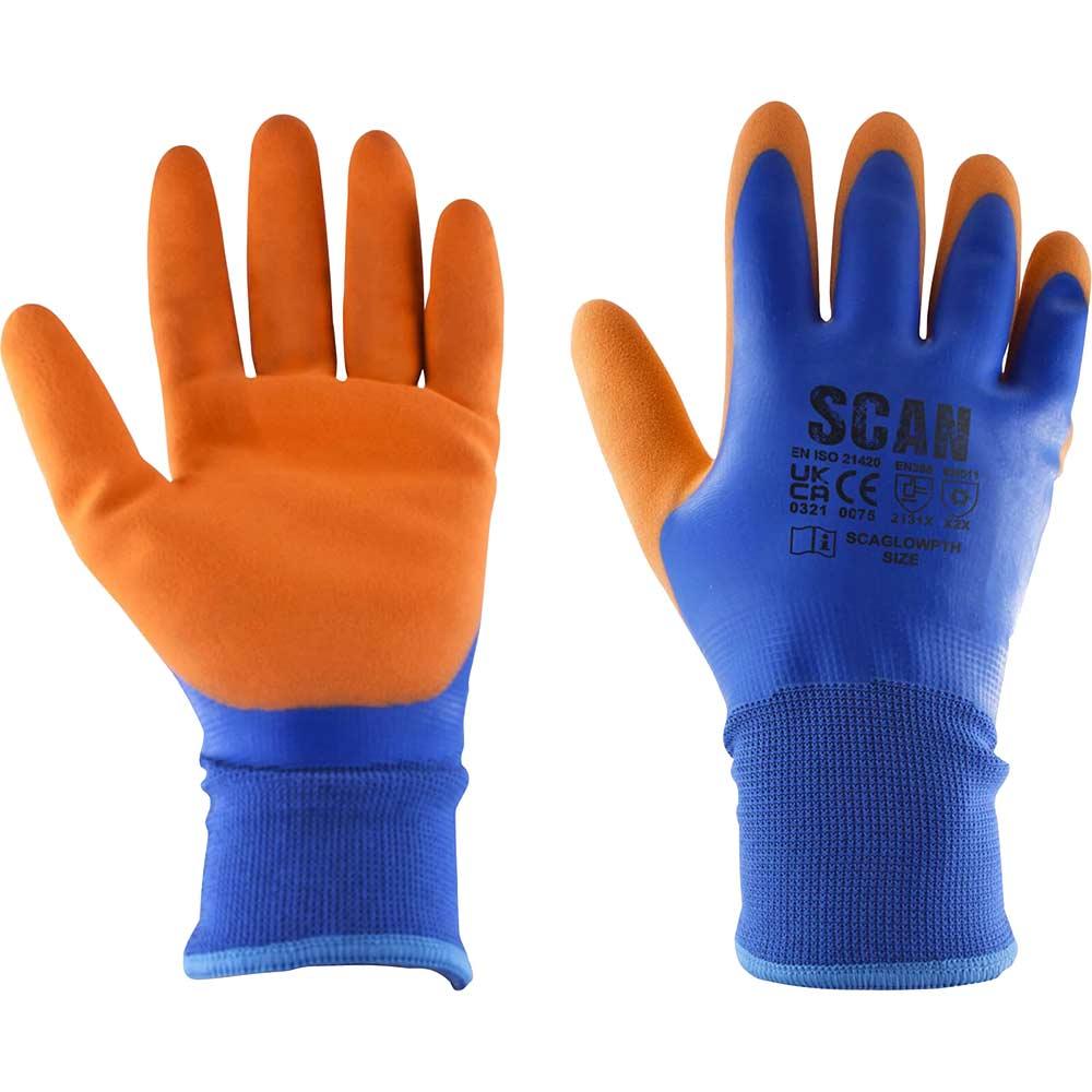 Scan Thermal Waterproof Latex Coated Gloves Blue / Orange 2XL Pack of 1