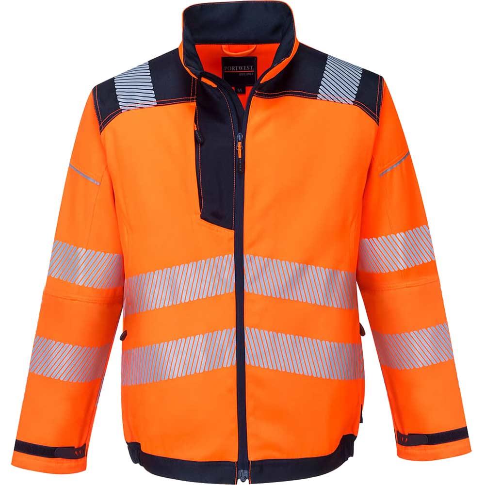 Portwest T500 PW3 Hi Vis Work Jacket Orange / Navy S