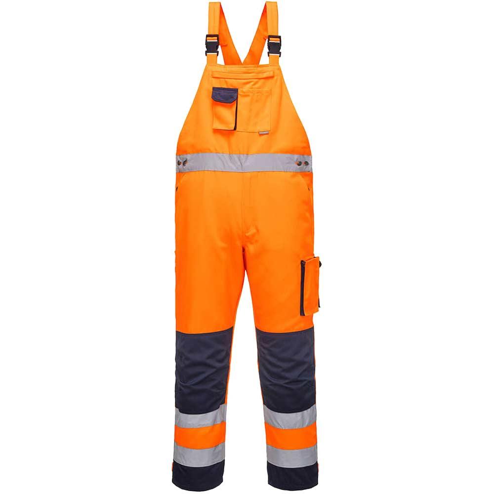 Portwest Dijon Hi Vis Bib and Brace Orange / Navy L