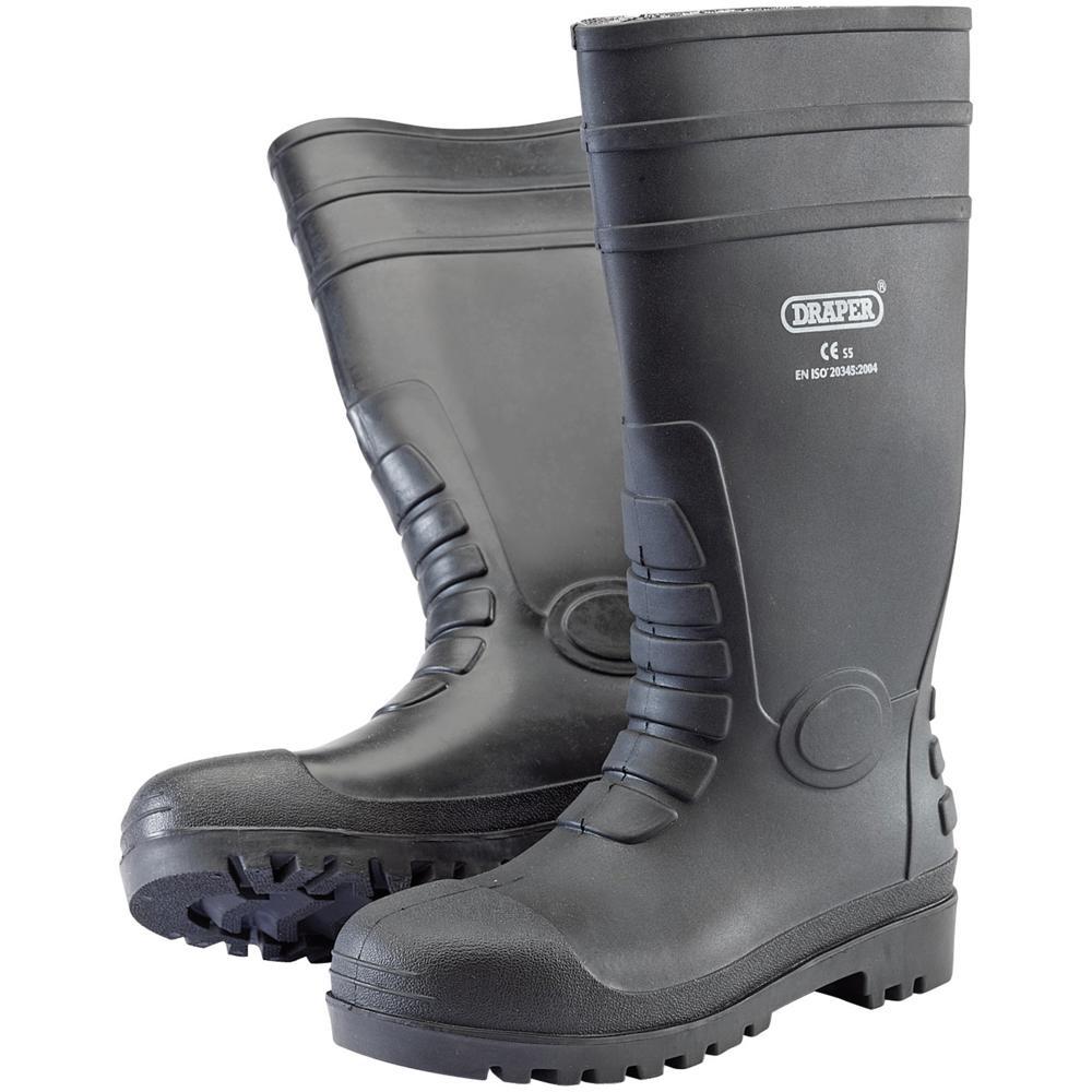 Draper Safety Wellington Boots Black Size 12