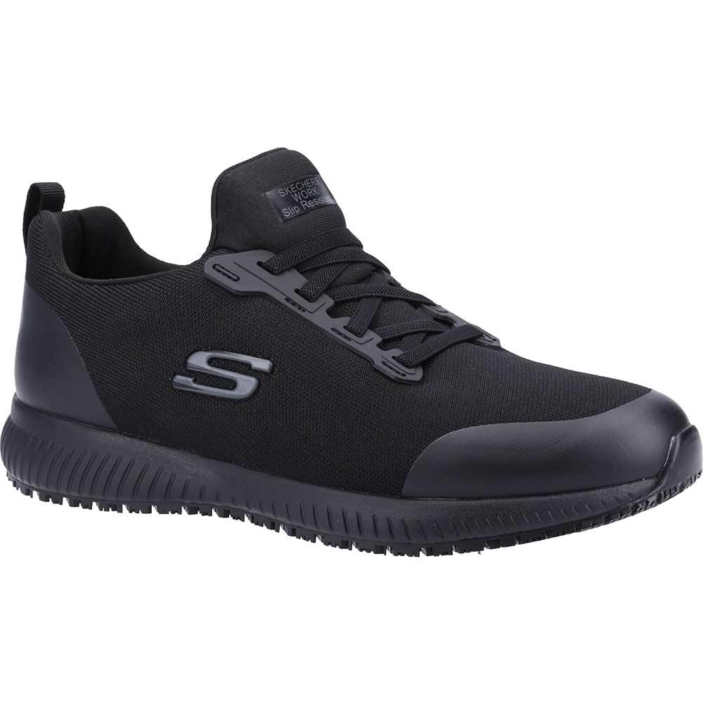 Skechers Squad Mens Slip Resistant Myton Work Shoes Black Size 6