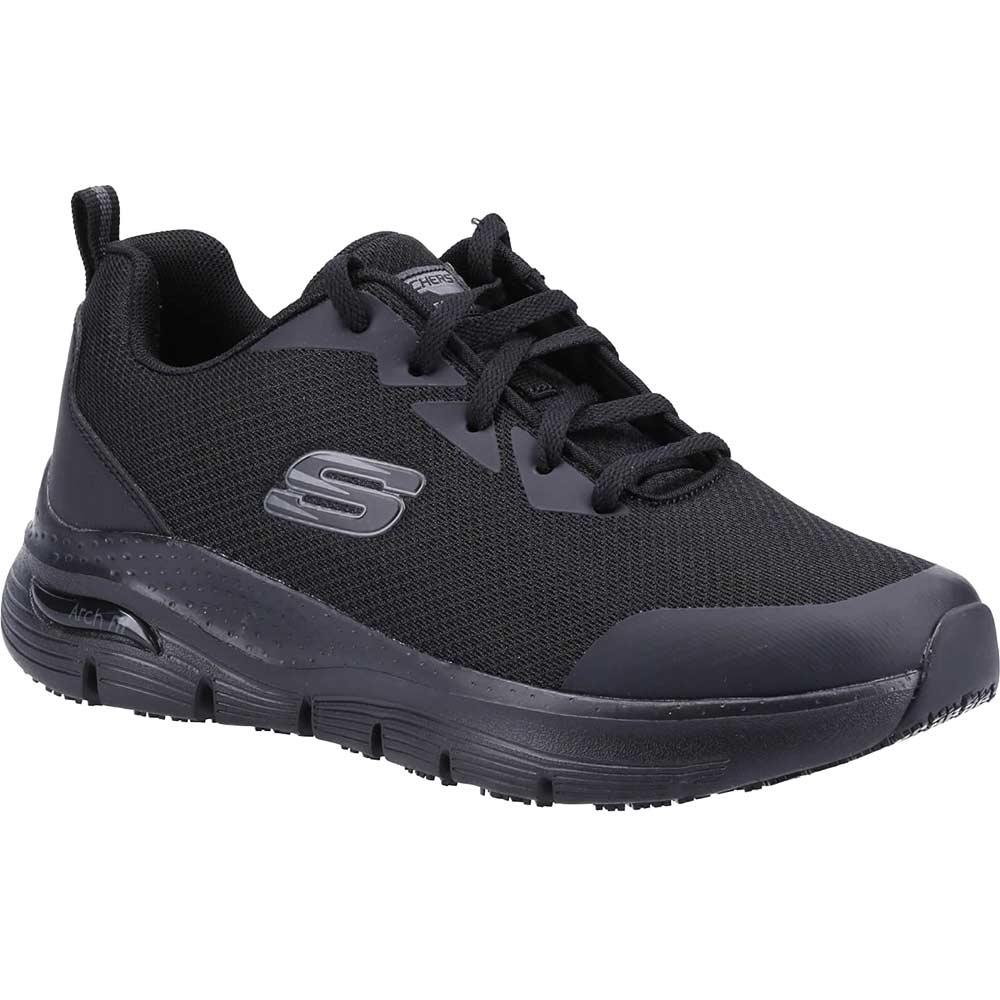 Skechers Arch Fit Womens Slip Resistant Work Shoes Black Size 6
