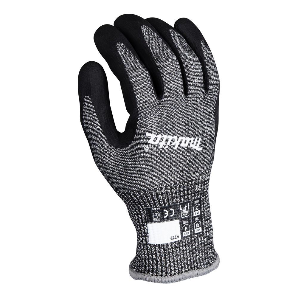 Makita Advanced FitKnit Cut Level 7 Nitrile Coated Dipped Gloves Black / Grey XL Pack of 1