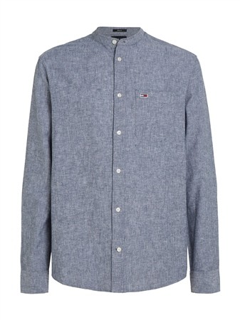 Tommy Jeans Regular Mao Linen Shirt - Navy - XS