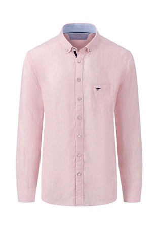 Fynch Hatton Pure Linen Long Sleeve Shirt - Pink - XL
