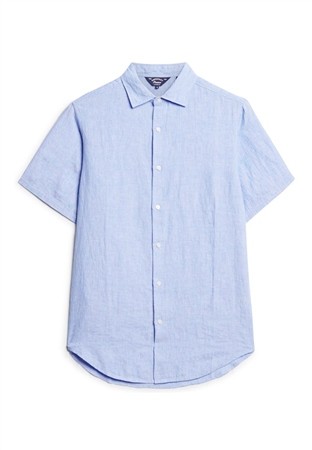 Superdry Studios Casual Linen Short Sleeve Shirt - Blue - M