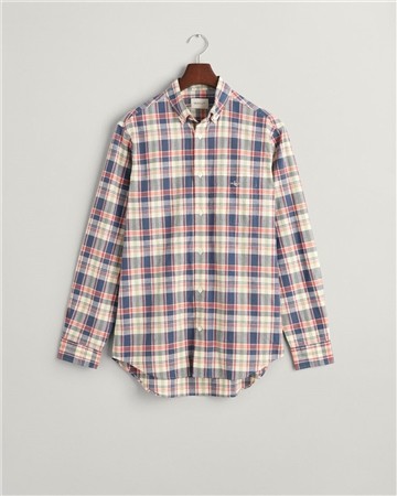 Gant Reg Cotton Linen Check Shirt - Blue - L
