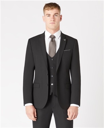 Remus Uomo Luca Suit Jacket - Black - 38L