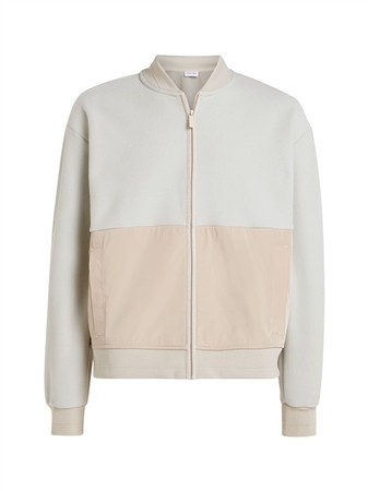 Calvin Klein Bonded Fleece Bomber Jacket - Beige - XL