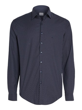 Calvin Klein Stretch Collar Slim Fit Print Shirt - Navy - 38