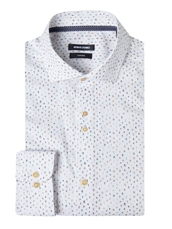 Remus Uomo Long Sleeve Semi Formal Shirt - Navy - 16