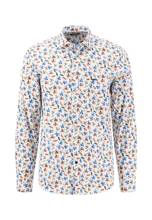 Fynch Hatton Print Shirt - Orange - XL