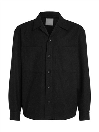 Calvin Klein Relaxed Wool Blend Overshirt - Black - L