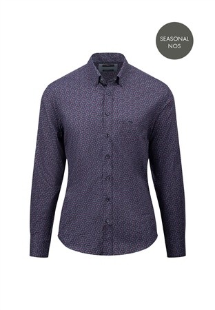 Fynch Hatton Leaf Print Button Down Shirt - Print - L