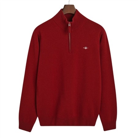 Gant Superfine Lambswool Half Zip Sweater - Red - XL