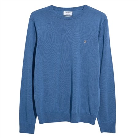 Farah Mullen Merino Crew Neck Sweater - Blue - XL
