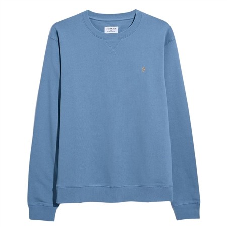 Farah Tim Organic Crew Sweatshirt - Para Blue - XL