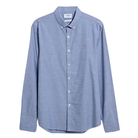 Farah Brewer Slim Fit Organic Cotton Oxford Shirt - Dusk Blue - S