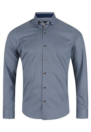6th Sense Satin Print Button Down Shirt - Print - M