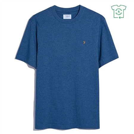 Farah Danny Organic Cotton Regular Fit T-shirt - Blue Marl - XS