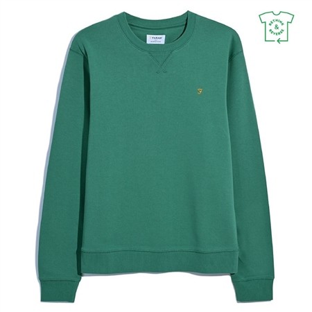 Farah Tim Organic Crew Sweatshirt - Green Meadow - S