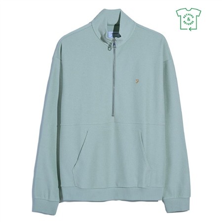 Farah Swaton Half Zip Sweatshirt - Green - XL