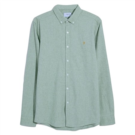 Farah Steen Slim Fit Brushed Organic Cotton Shirt - Green - XL